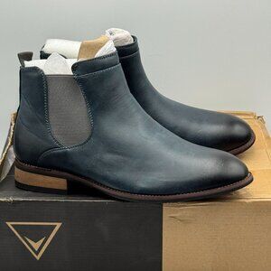 Vance Landon Vegan Leather Chelsea Boots Blue Slip-On Elastic Gusset 10 M - READ